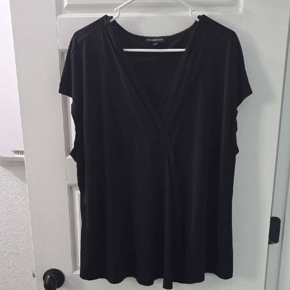Lane Bryant Black V-Neck Blouse